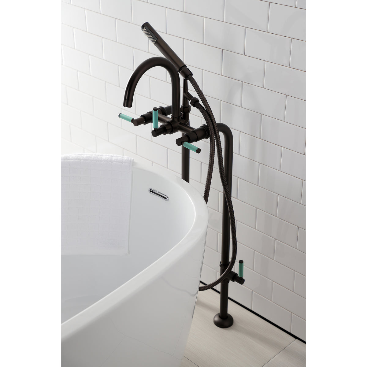Aqua Vintage Concord Freestanding Tub Faucet with Supply Line, Stop Valve
