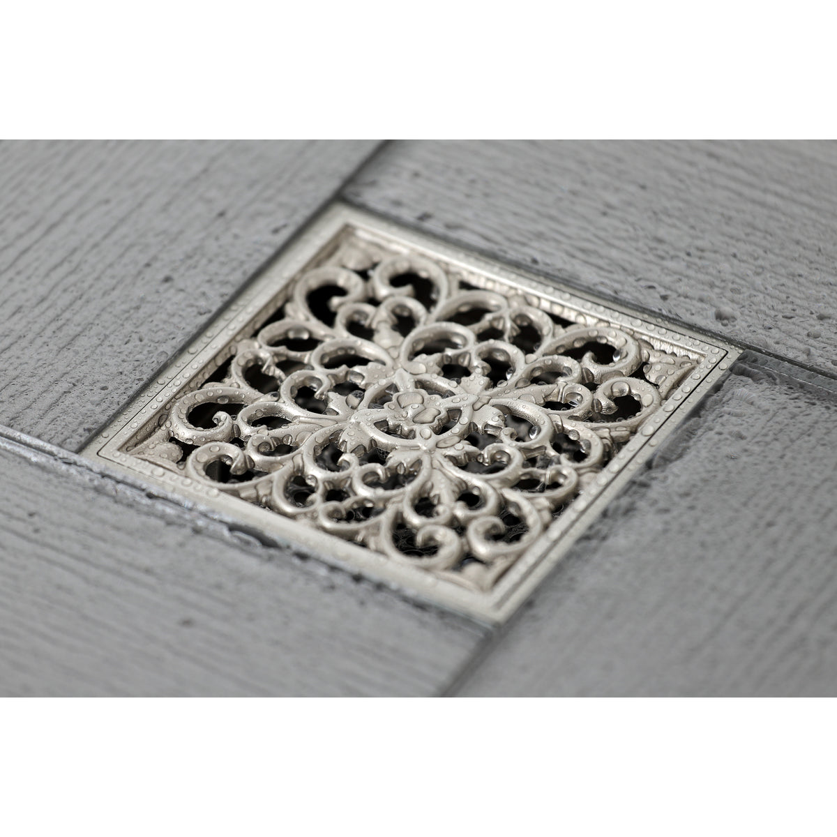 Kingston Brass Watercourse Scroll 4" Square Grid Shower Drain