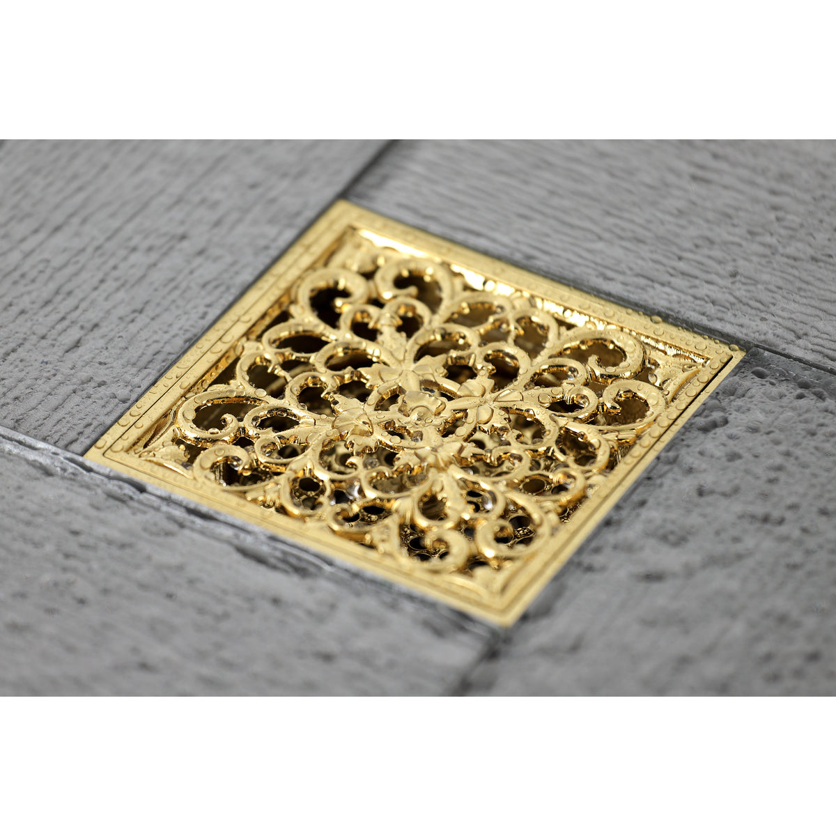 Kingston Brass Watercourse Scroll 4" Square Grid Shower Drain