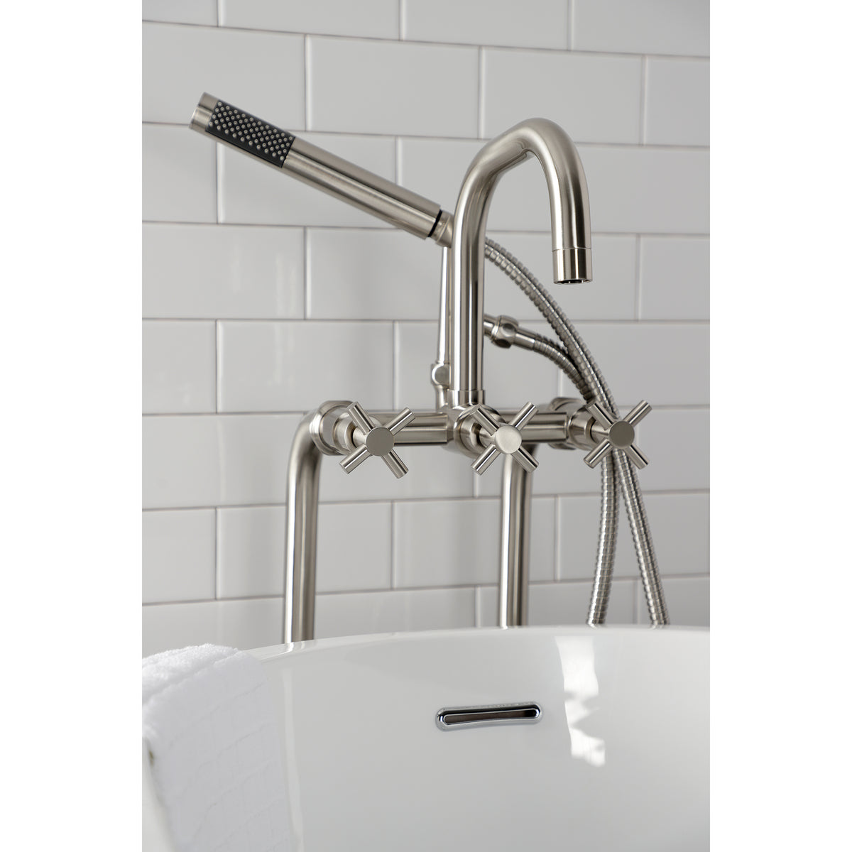 Aqua Vintage Concord Freestanding Tub Faucet with Supply Line, Stop Valve