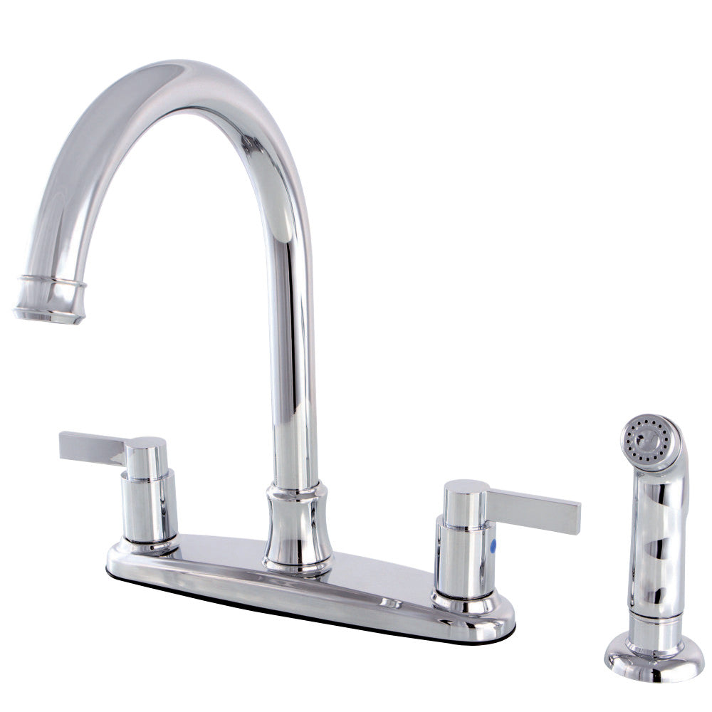 Kingston Brass FB7790NDLSP NuvoFusion 8-Inch Centerset Kitchen Faucet with Sprayer