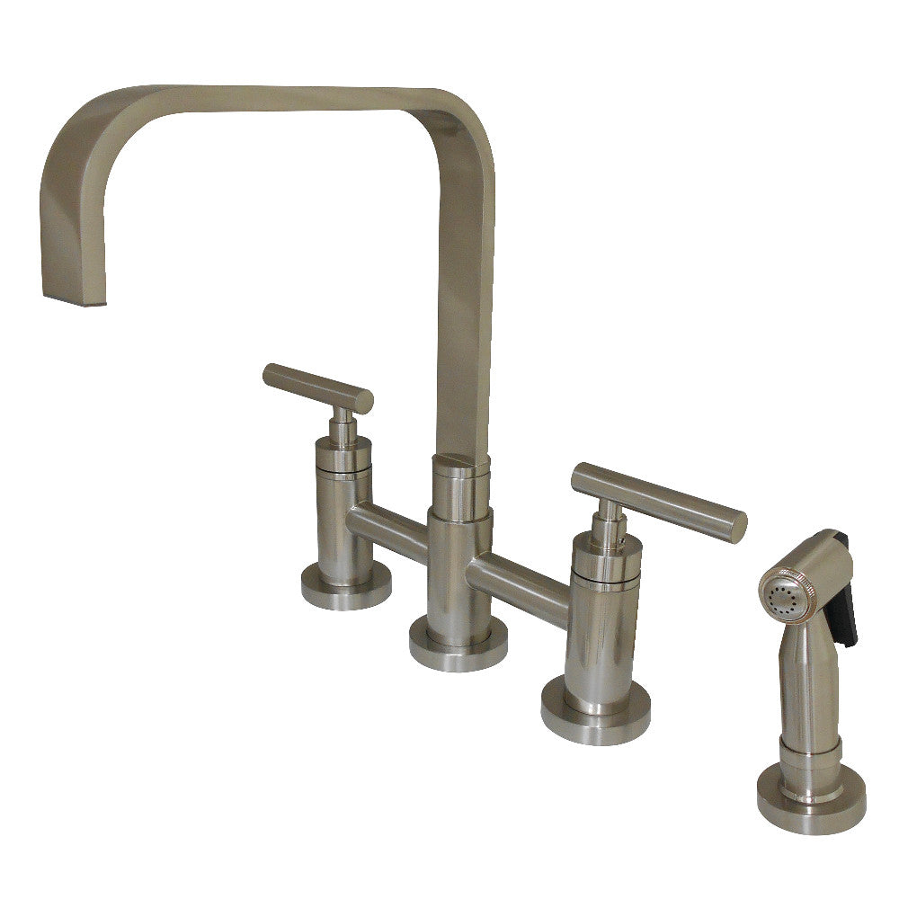 Kingston Brass KS8252CMLBS Manhattan Bridge Kitchen Faucet with Brass Spray