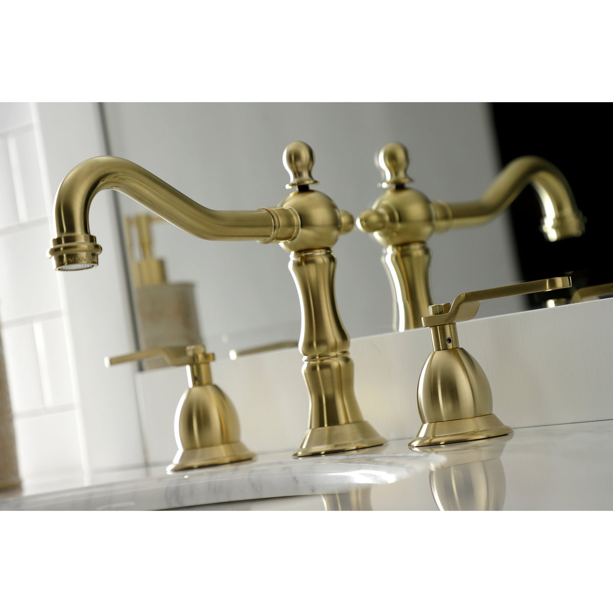 Kingston Brass KS1970KL Whitaker Widespread Bathroom Faucet with Brass Pop-Up