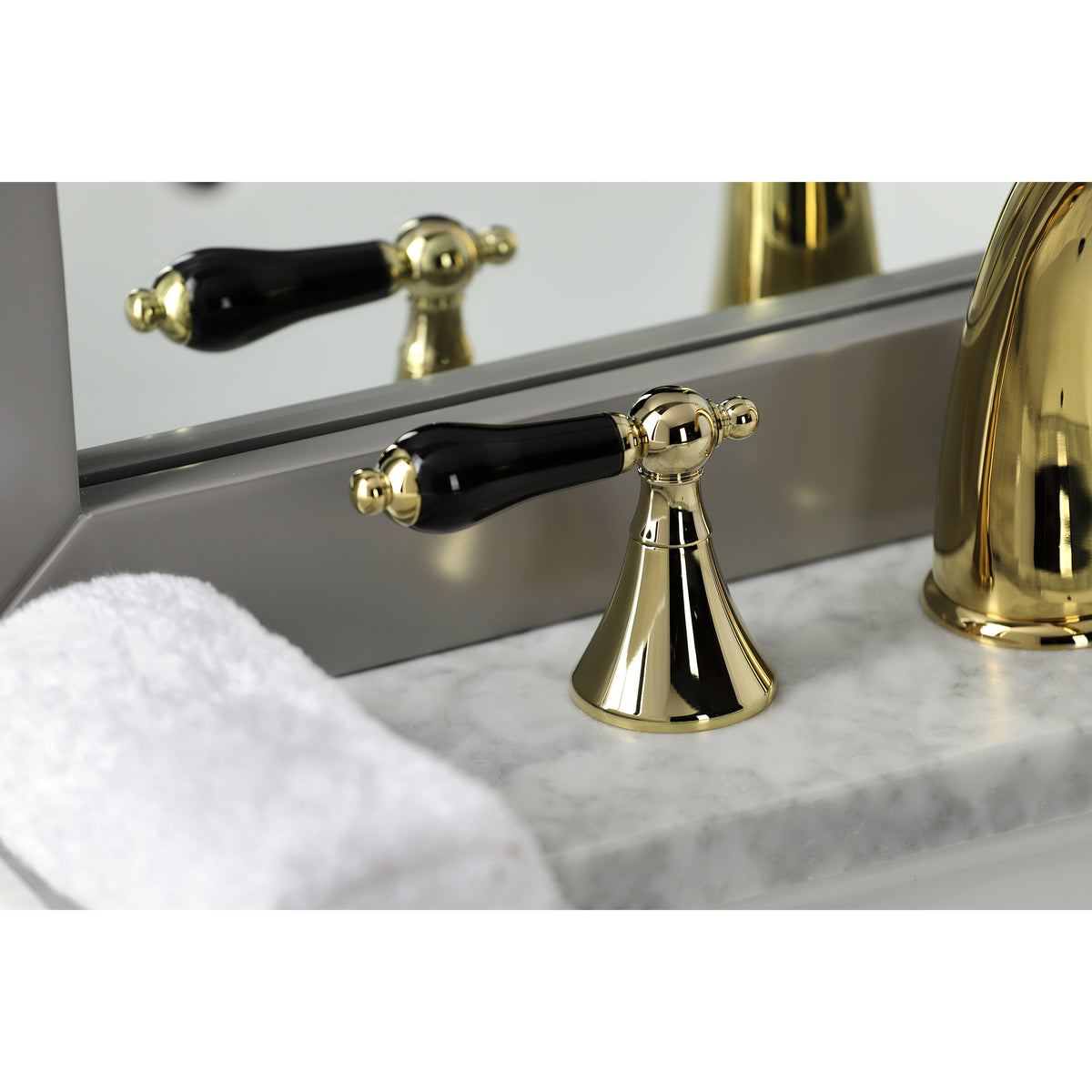 Kingston Brass KS2975PKL Duchess Widespread Bathroom Faucet with Brass Pop-Up