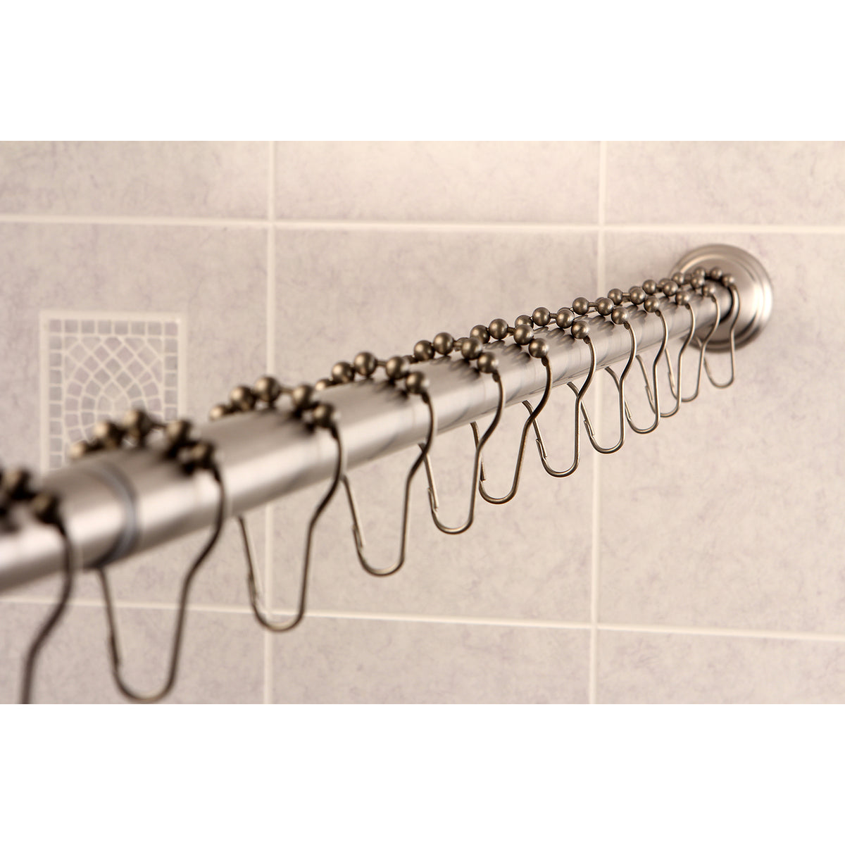 Kingston Brass Straight Shower Curtain Rod with Shower Curtain Rings