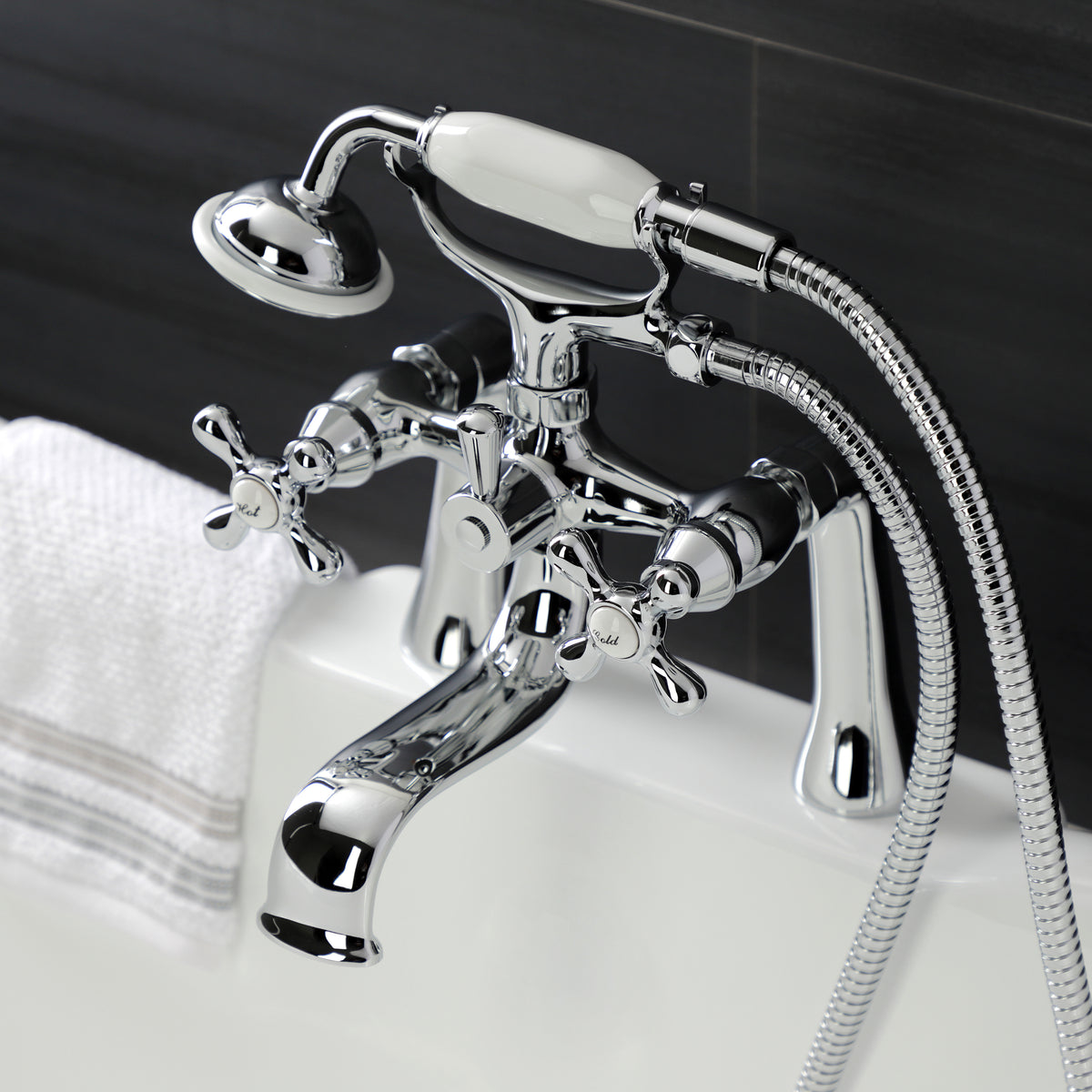 Kingston Deck Mount Clawfoot Tub Faucet with Hand Shower
