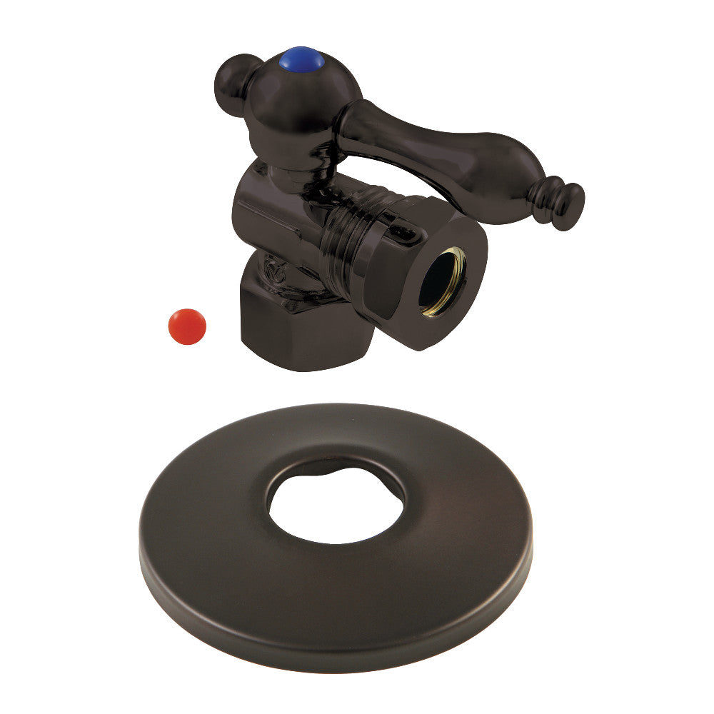 Kingston Brass 1/2-Inch FIP X 1/2-Inch or 7/16-Inch O.D. Slip Joint Quarter-Turn Angle Stop Valve with Flange