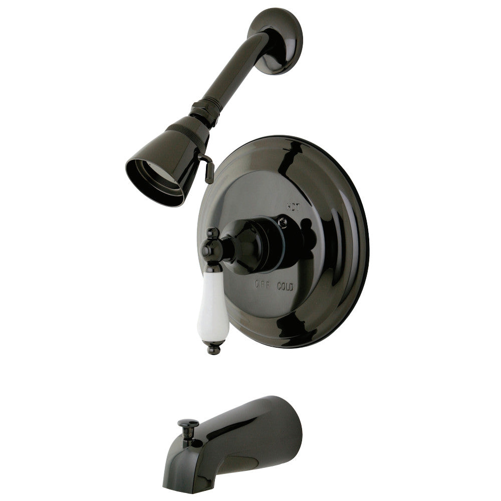 Water Onyx Pressure Balanced Tub & Shower Faucet with Porcelain Lever Handle