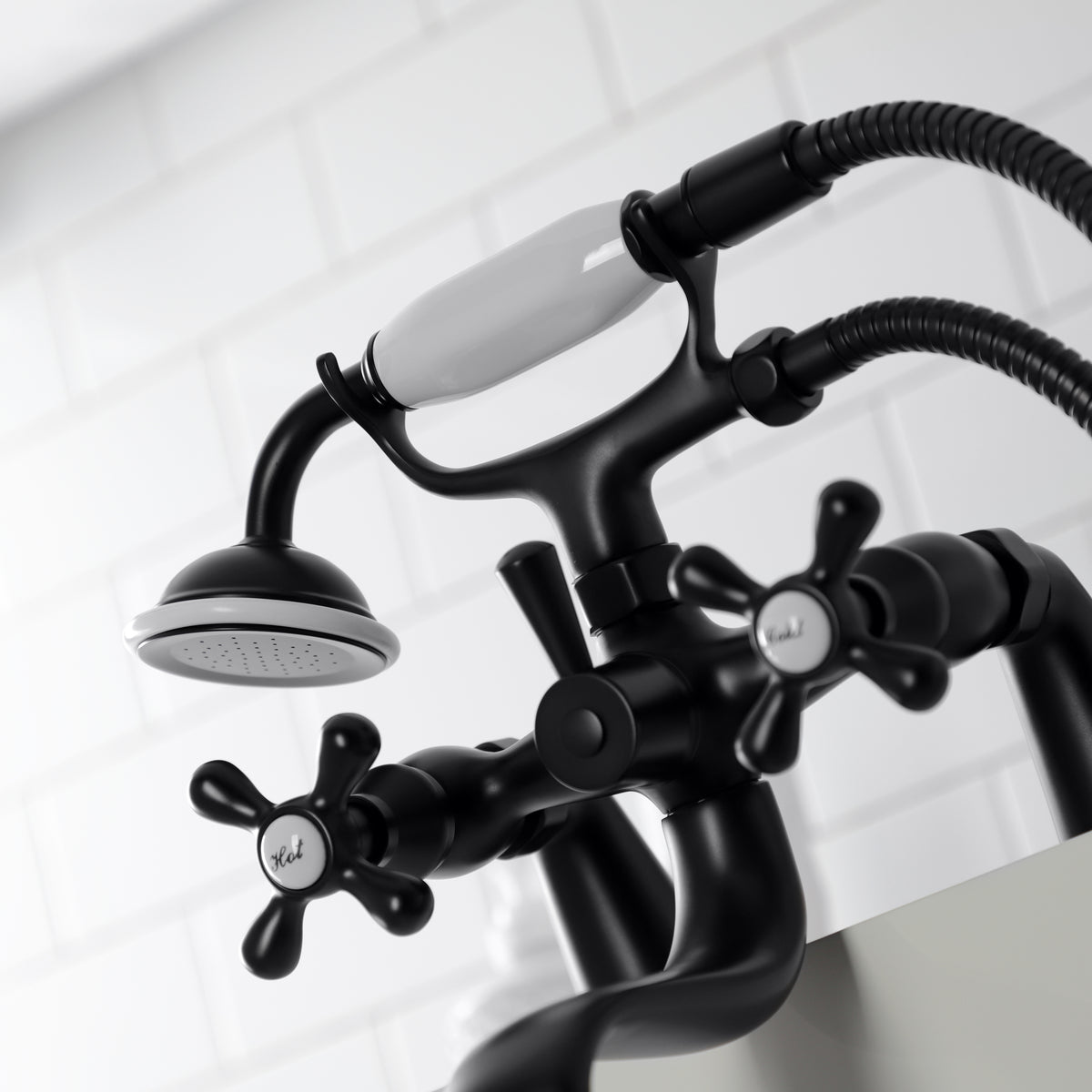 Kingston Deck Mount Clawfoot Tub Faucet with Hand Shower