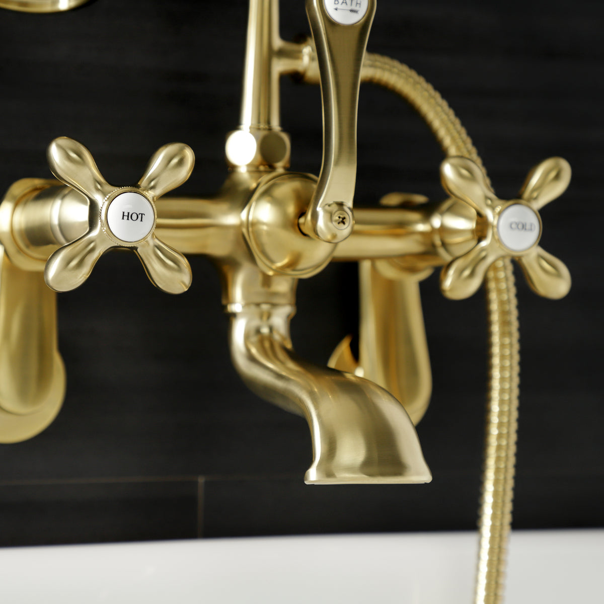 Aqua Vintage Wall Mount Tub Faucet with Hand Shower