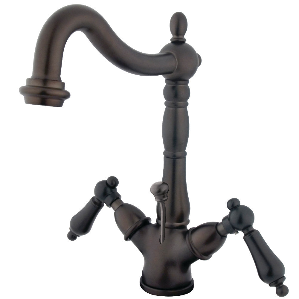 Kingston Brass KS1432AL Heritage Two-Handle Bathroom Faucet with Brass Pop-Up and Cover Plate