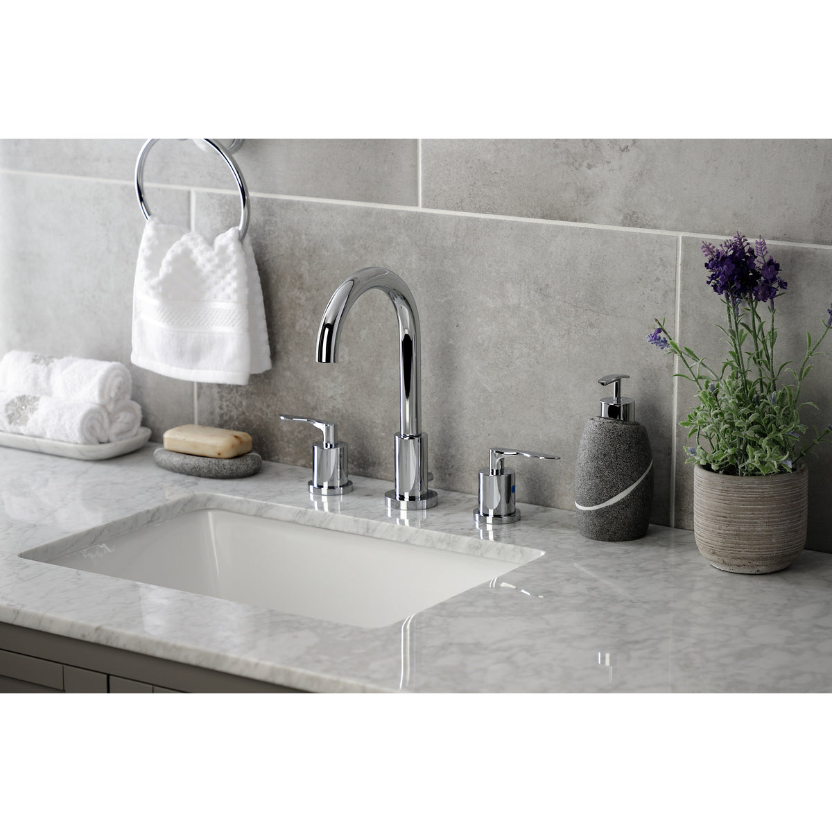 Kingston Brass FSC8925SVL Serena Widespread Bathroom Faucet with Brass Pop-Up