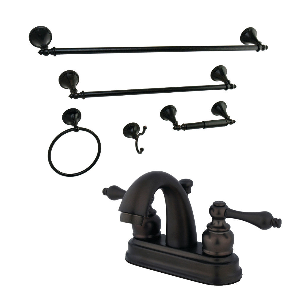 Kingston Brass KBK5618AL 4 in. Bathroom Faucet with 5-Piece Bathroom Hardware Combo