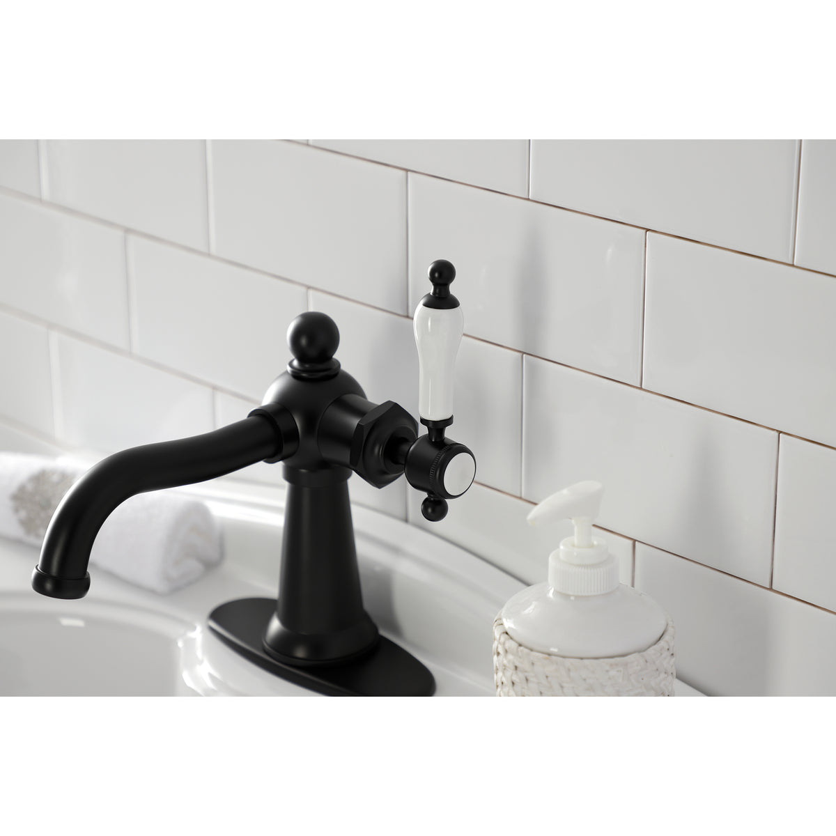 Kingston Brass KSD154KLCP Nautical Single-Handle Bathroom Faucet with Push Pop-Up