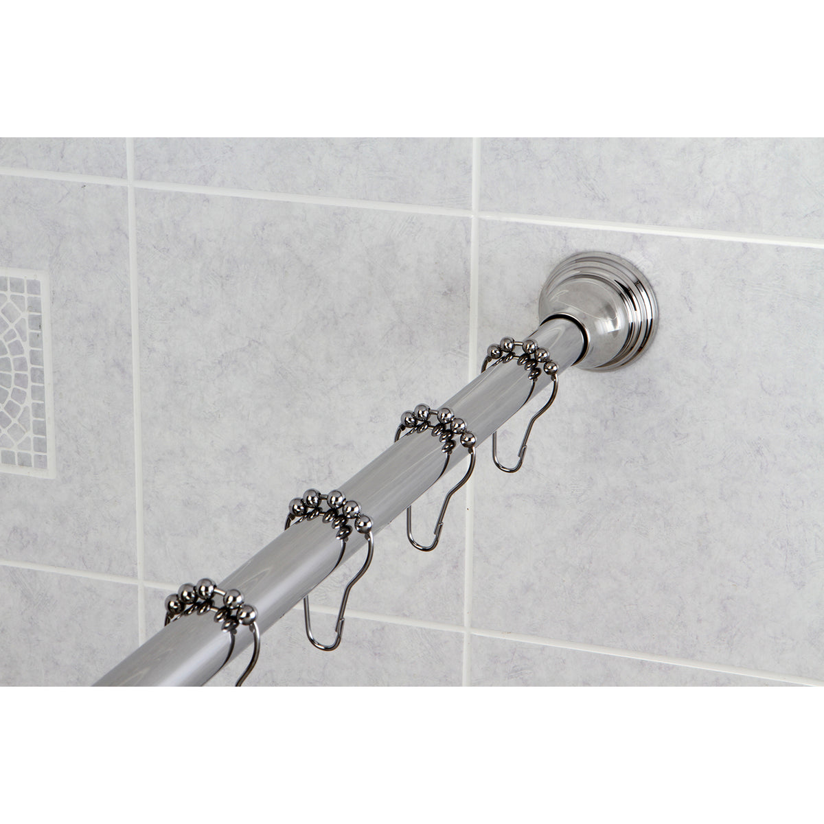 Kingston Brass Straight Shower Curtain Rod with Shower Curtain Rings