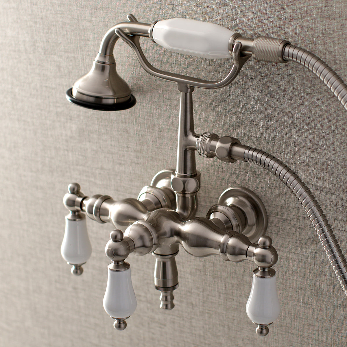 Aqua Vintage 3-3/8 Inch Wall Mount Tub Faucet with Hand Shower