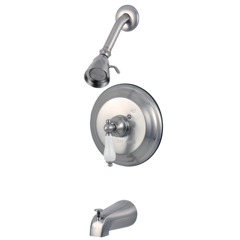 Water Saving Restoration Tub and Shower Faucet with Porcelain Lever Handles