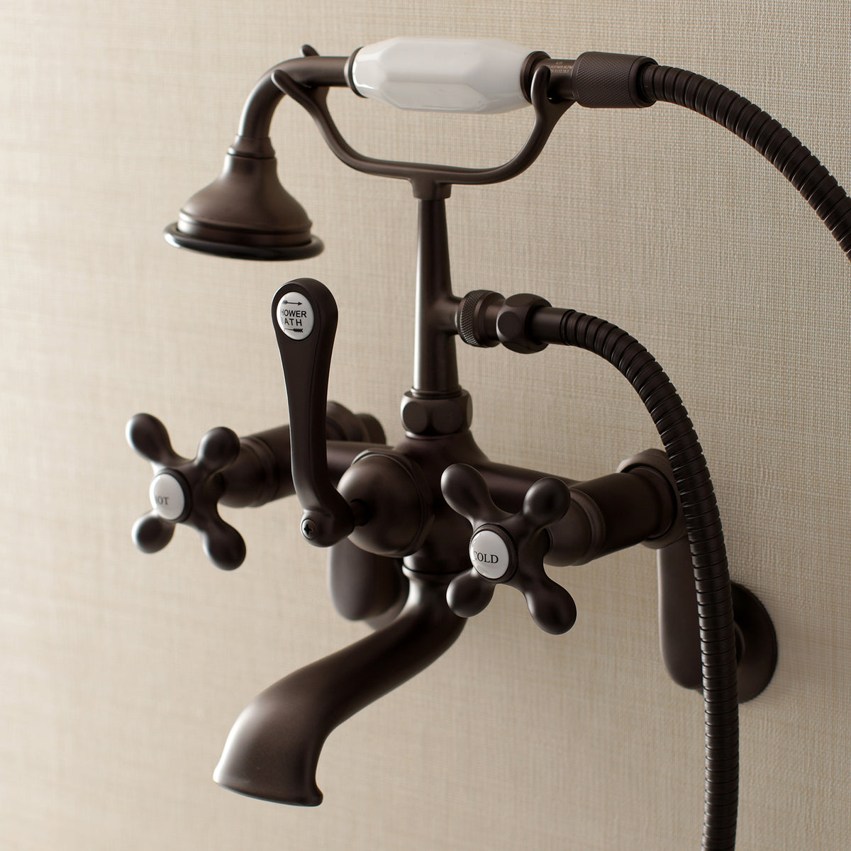 Aqua Vintage Wall Mount Tub Faucet with Hand Shower