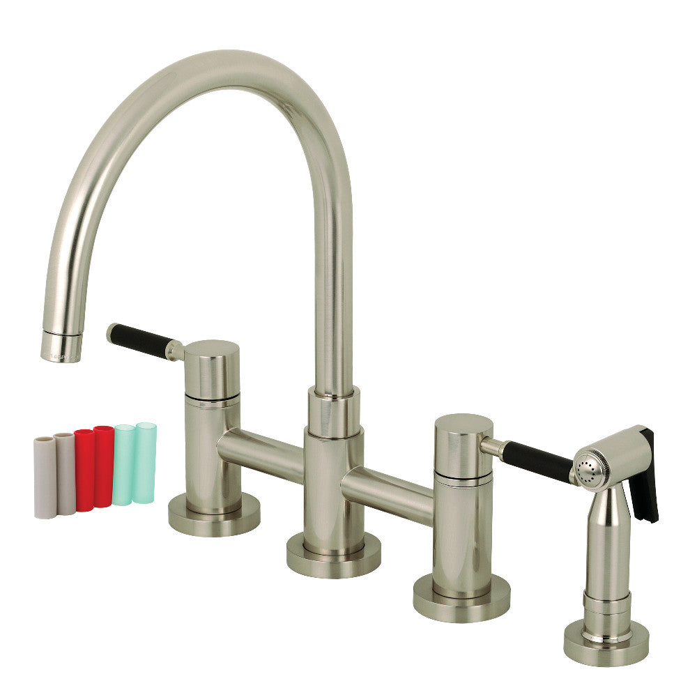 Kingston Brass KS8271DKLBS Concord Two-Handle Bridge Kitchen Faucet with Brass Side Sprayer