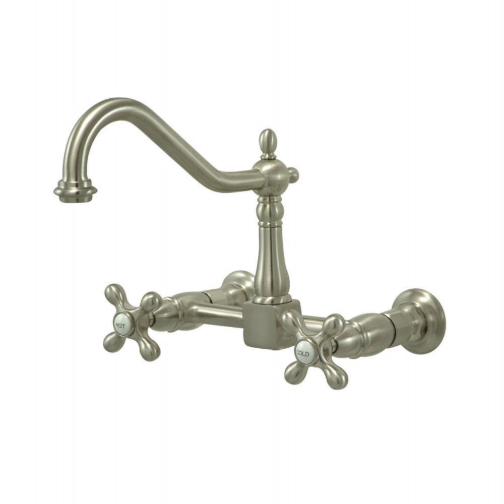 Kingston Brass KS1245AX Heritage Wall Mount Bridge Kitchen Faucet