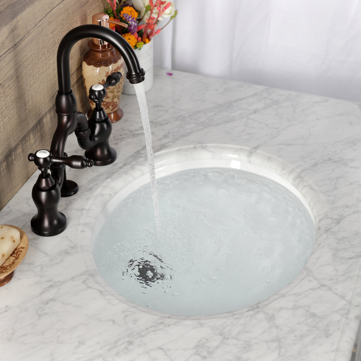 Kingston Brass KS7992TAL Tudor Bridge Bathroom Faucet with Brass Pop-Up