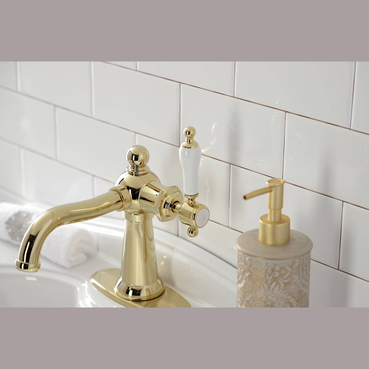 Kingston Brass KSD154KLCP Nautical Single-Handle Bathroom Faucet with Push Pop-Up