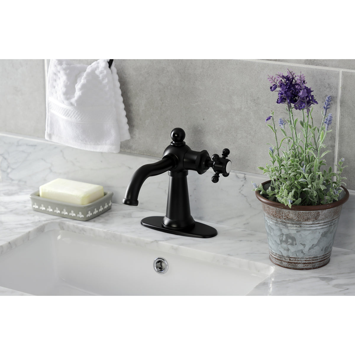 Kingston Brass KSD154BXPB Nautical Single-Handle Bathroom Faucet with Push Pop-Up