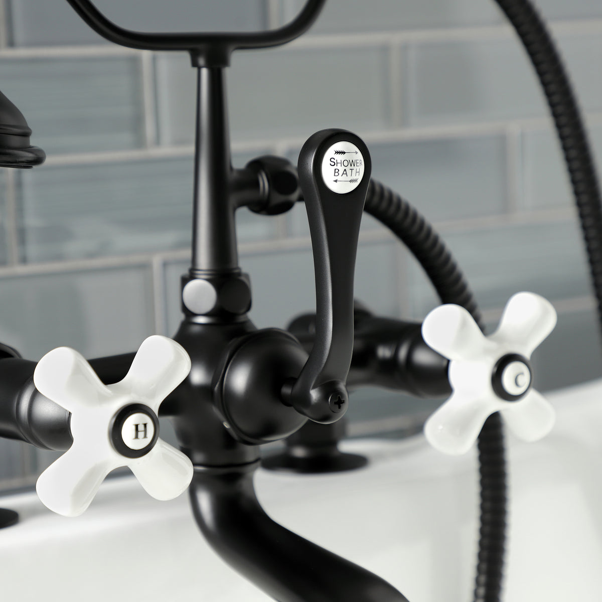 Aqua Vintage 7-Inch Tub Faucet with Hand Shower