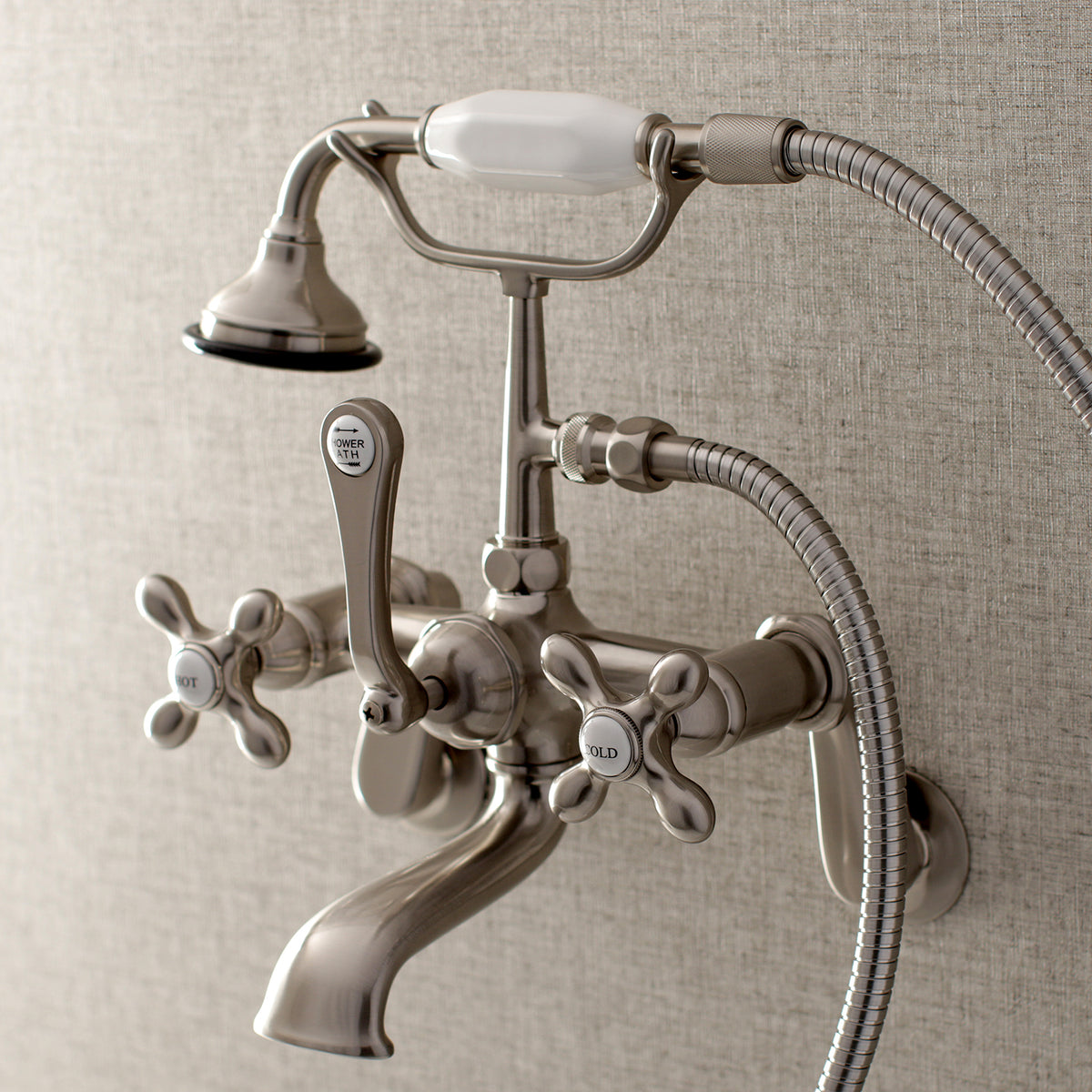 Aqua Vintage Wall Mount Tub Faucet with Hand Shower