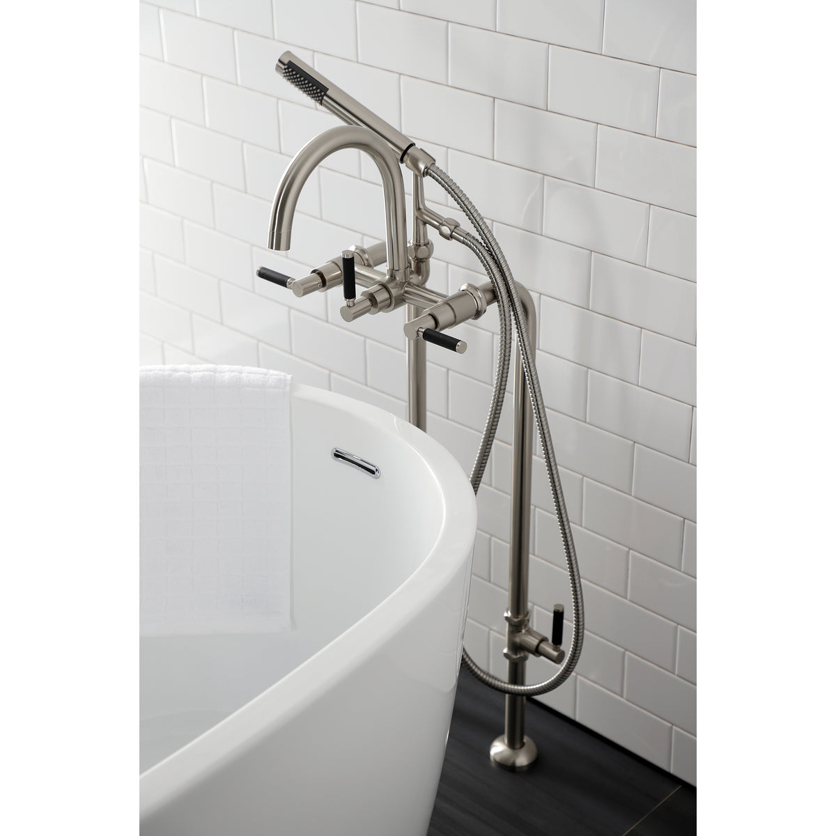 Aqua Vintage Concord Freestanding Tub Faucet with Supply Line, Stop Valve