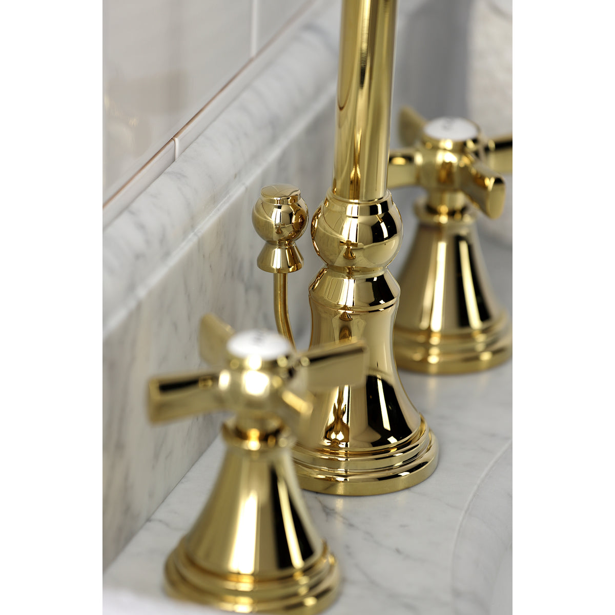 Kingston Brass KS2985ZX Millennium Widespread Bathroom Faucet with Brass Pop-Up