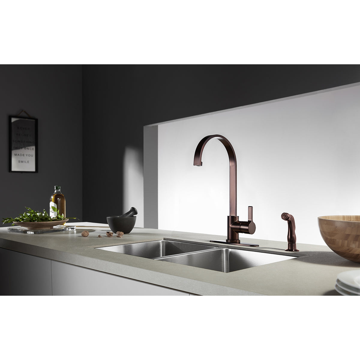 Gourmetier LS8713CTLSP Continental Single-Handle Kitchen Faucet with Side Sprayer
