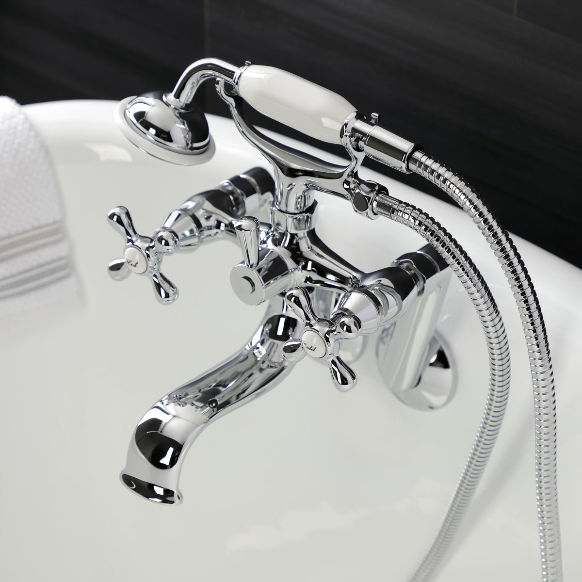 Kingston Wall Mount Clawfoot Tub Faucet with Hand Shower