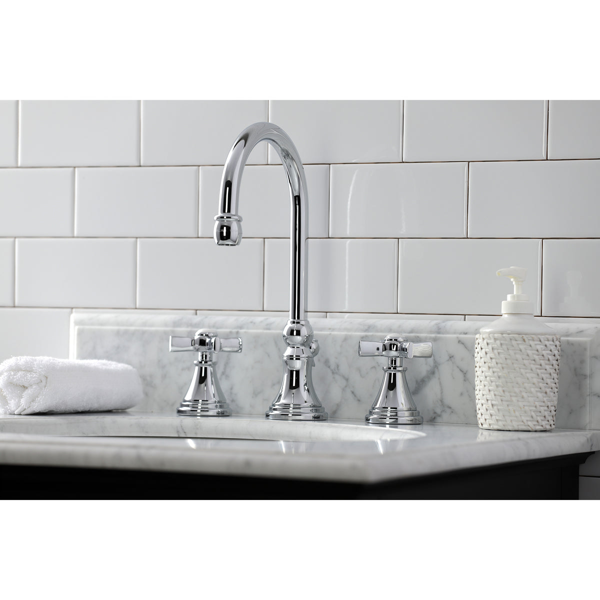 Kingston Brass KS2985ZX Millennium Widespread Bathroom Faucet with Brass Pop-Up