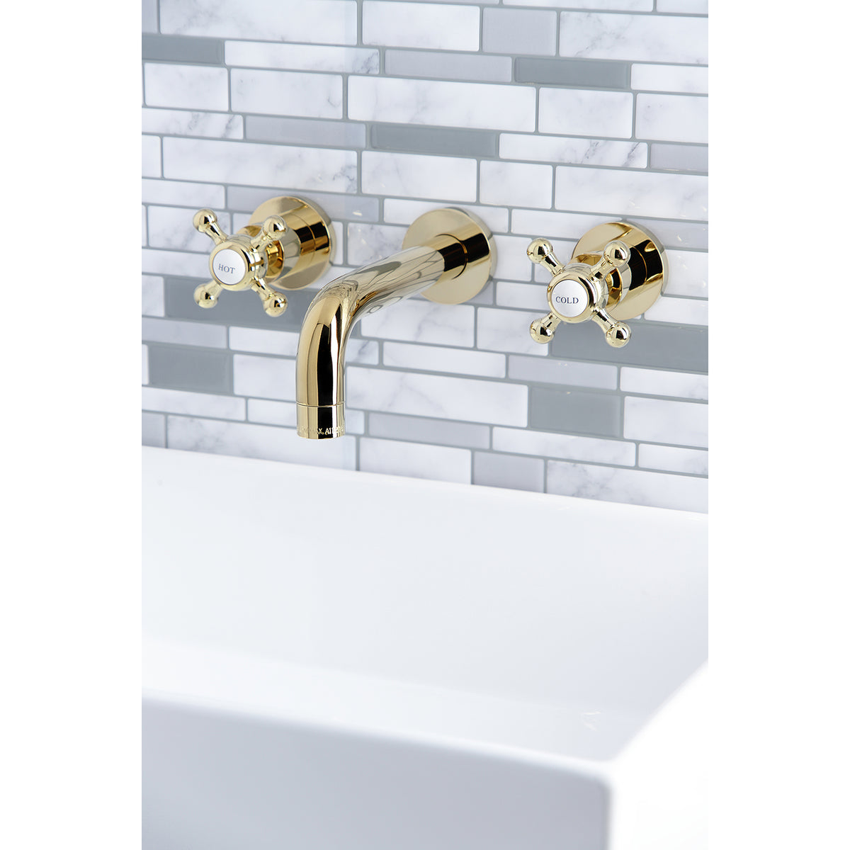 Kingston Brass KS8121BX Metropolitan 2-Handle 8 in. Wall Mount Bathroom Faucet