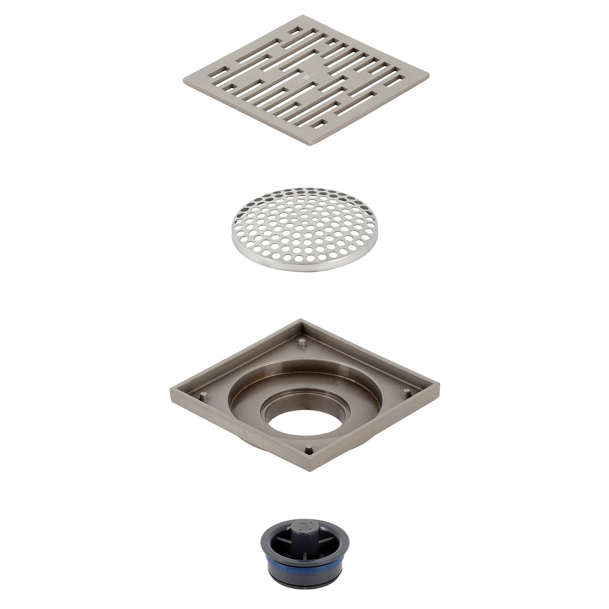 Kingston Brass Watercourse Transit 4" Square Grid Shower Drain