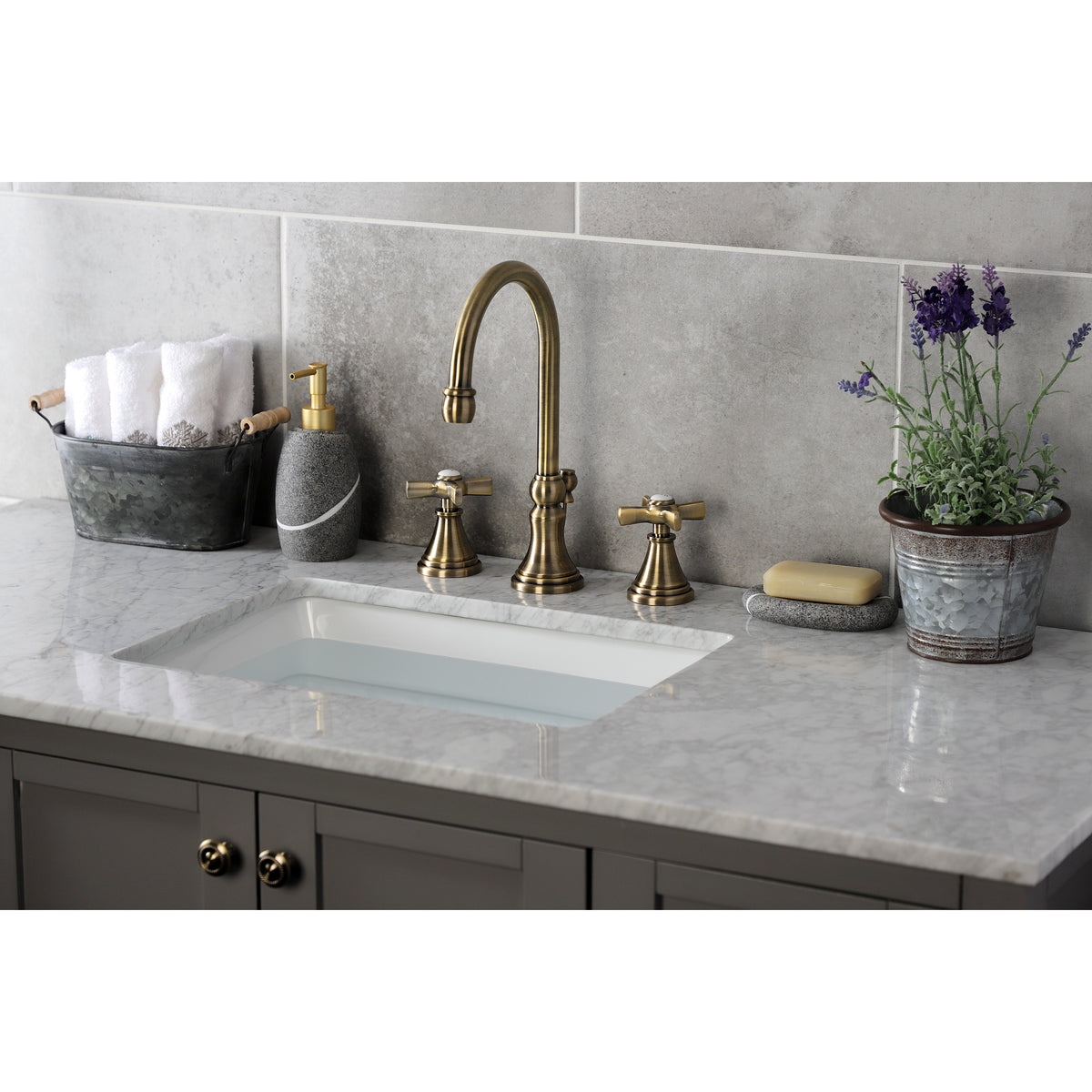 Kingston Brass KS2985ZX Millennium Widespread Bathroom Faucet with Brass Pop-Up