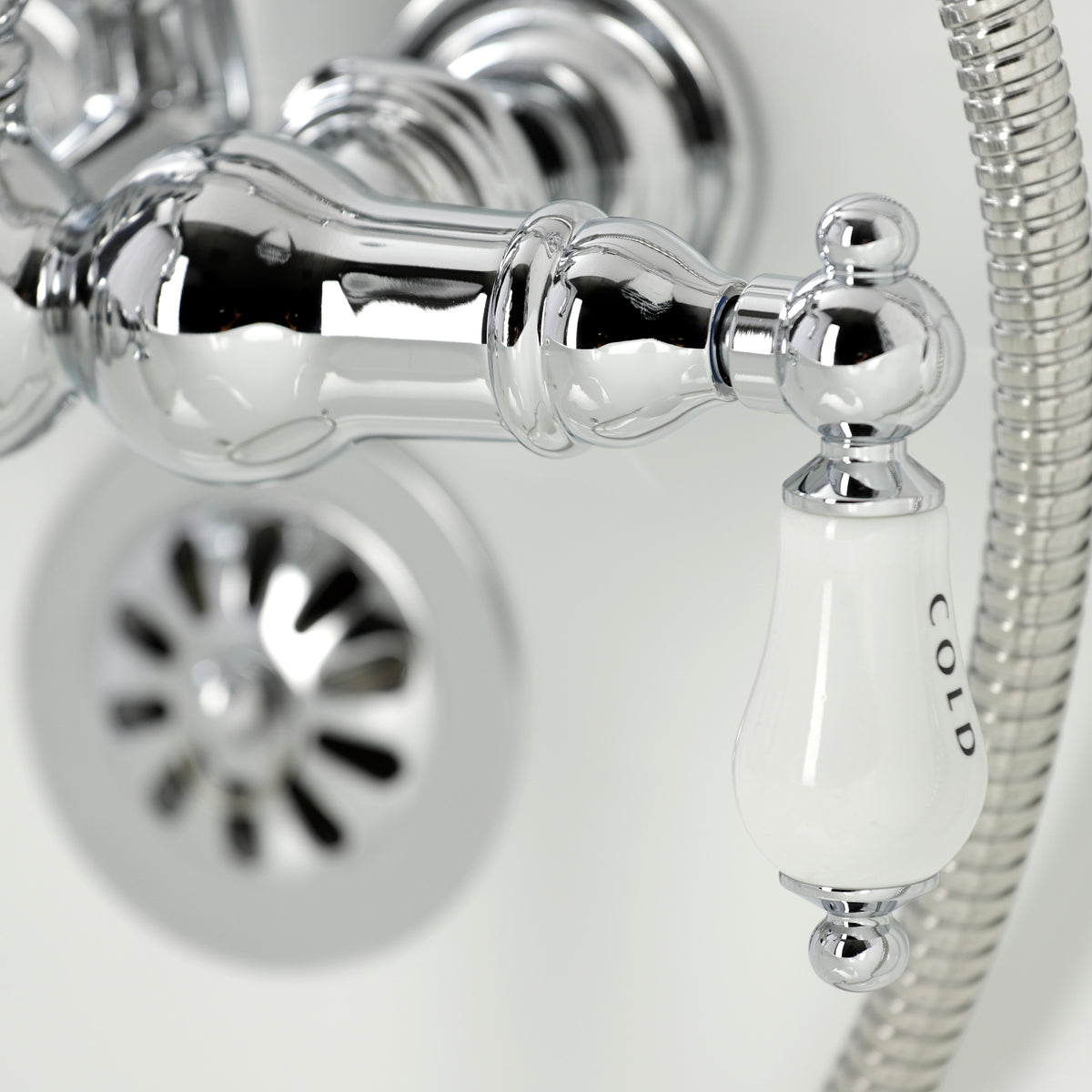Heritage 3-3/8" Tub Wall Mount Clawfoot Tub Faucet with Hand Shower