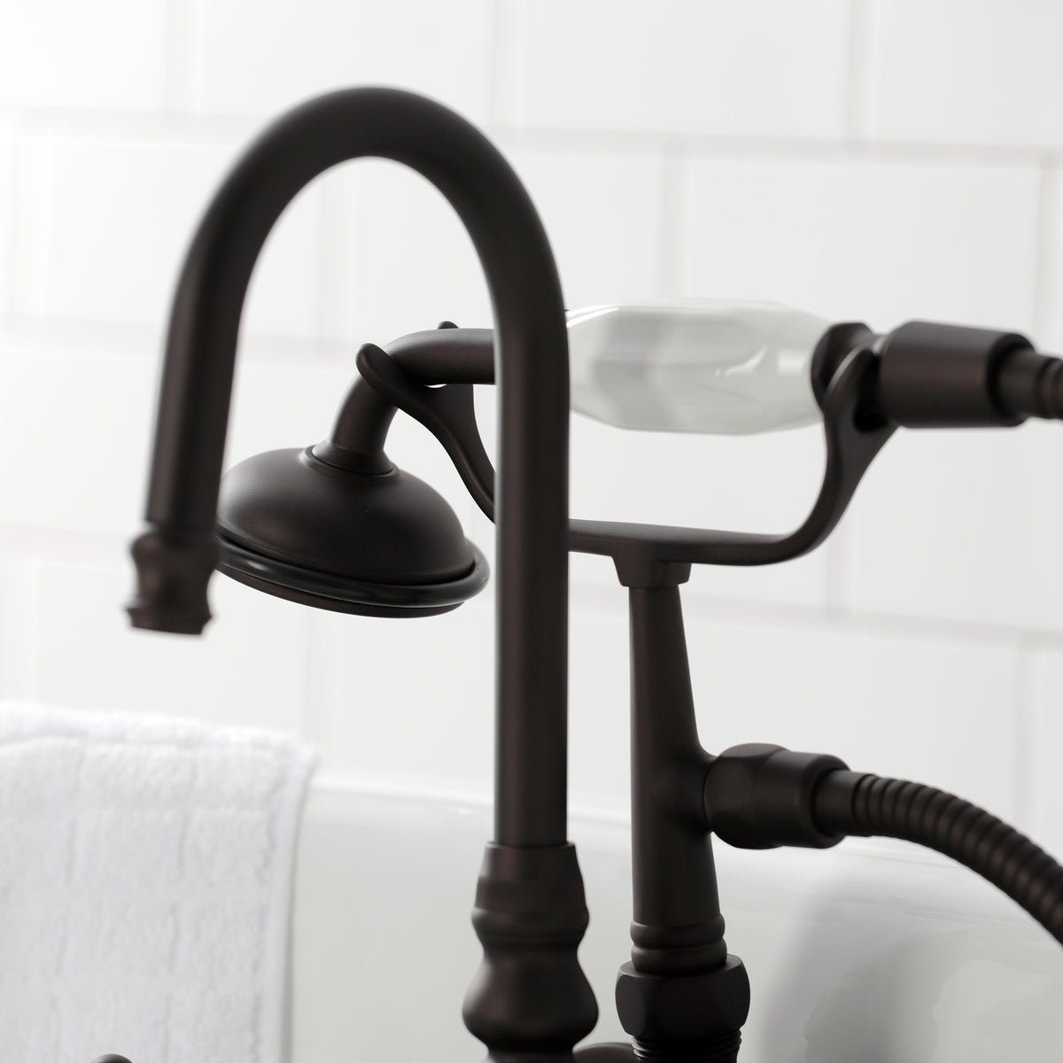 Vintage 3-3/8" Tub Wall Mount Clawfoot Tub Faucet with Hand Shower
