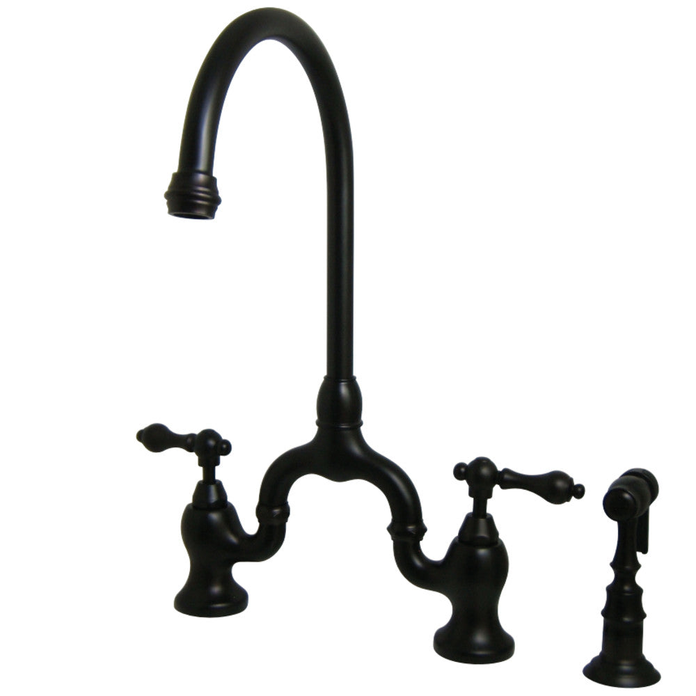 Kingston Brass KS7792ALBS English Country Kitchen Bridge Faucet with Brass Sprayer