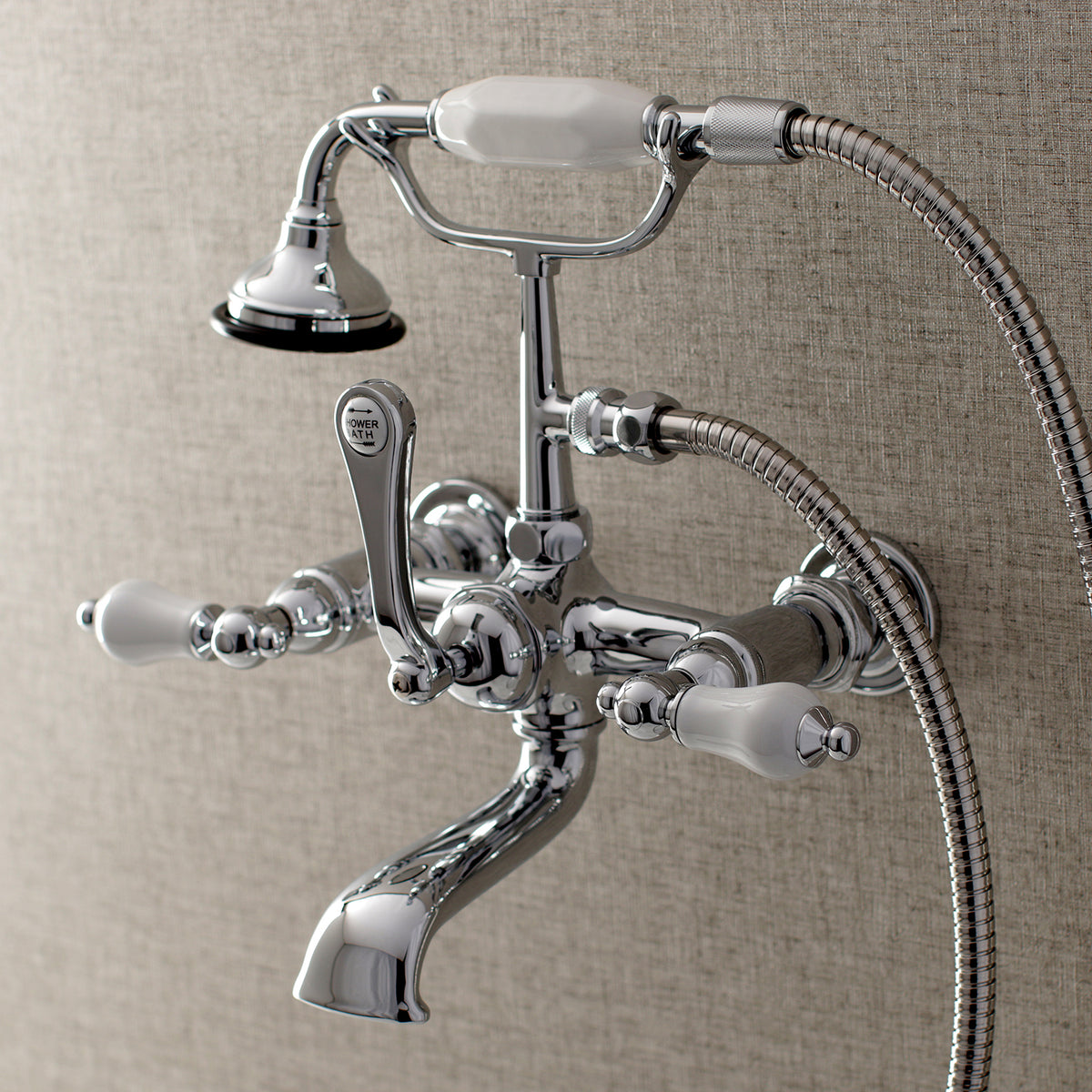 Aqua Vintage 7-Inch Wall Mount Tub Faucet with Hand Shower