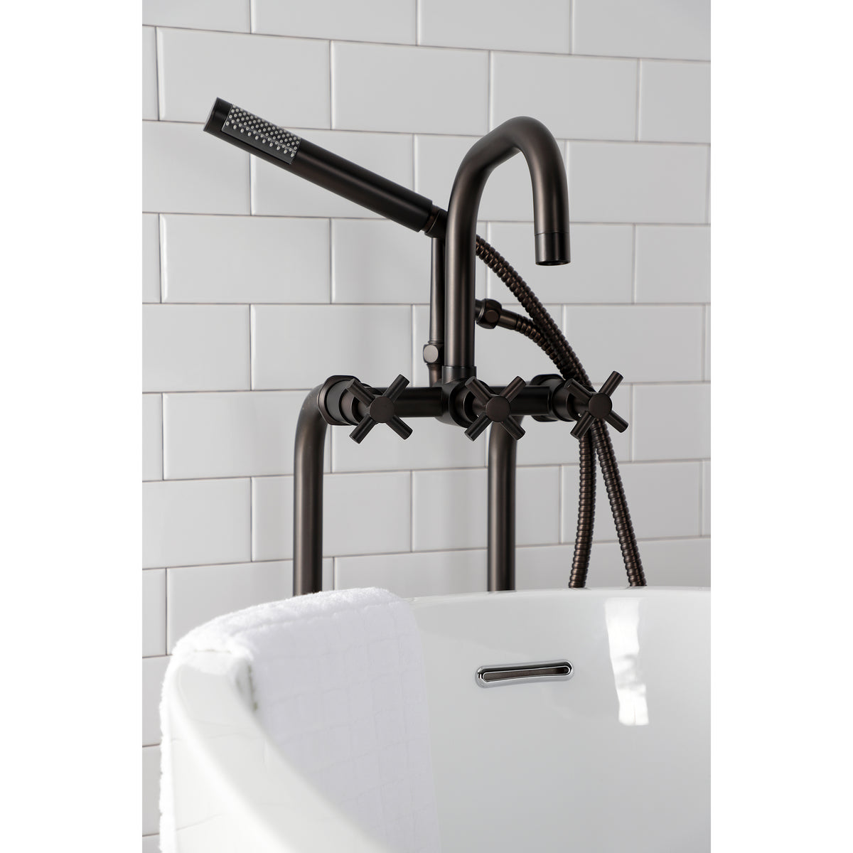 Aqua Vintage Concord Freestanding Tub Faucet with Supply Line, Stop Valve