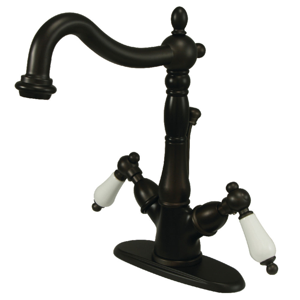 Kingston Brass KS1430PL Heritage Two-Handle Bathroom Faucet with Brass Pop-Up and Cover Plate