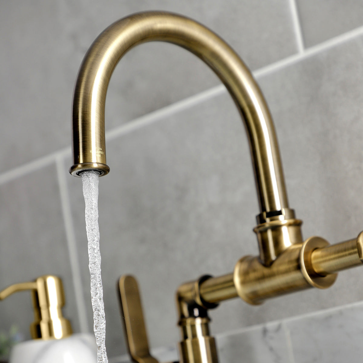 Kingston Brass KS2171KL Whitaker Industrial Style Bridge Bathroom Faucet with Pop-Up Drain