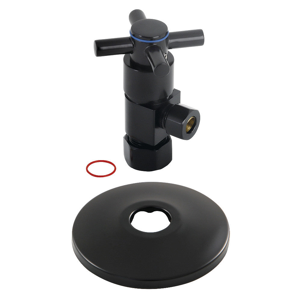 Kingston Brass 5/8"O.D x 3/8" O.D Anti-Seize Deluxe Quarter Turn Ceramic Hardisc Cartridge Angle Stop with Flange