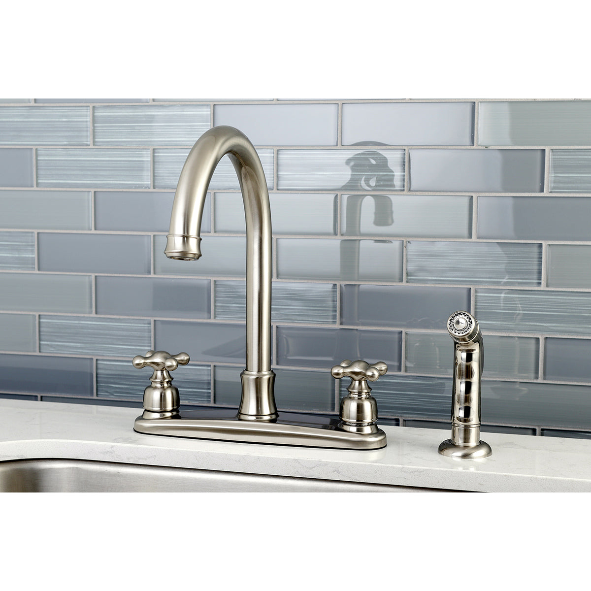 Kingston Brass FB7798AXSP Victorian 8-Inch Centerset Kitchen Faucet with Sprayer