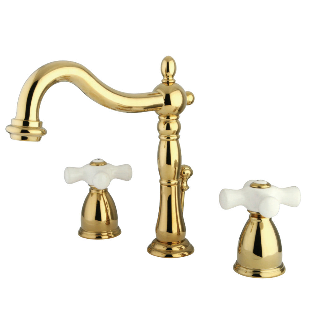 Kingston Brass KB1976PX Heritage Widespread Bathroom Faucet with Brass Pop-Up