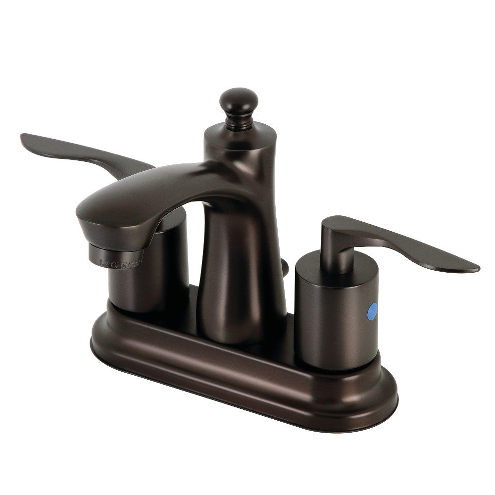 Kingston Brass FB7621SVL Two-Handle 3-Hole Deck Mount 4" Centerset Bathroom Faucet with Retail Pop-Up