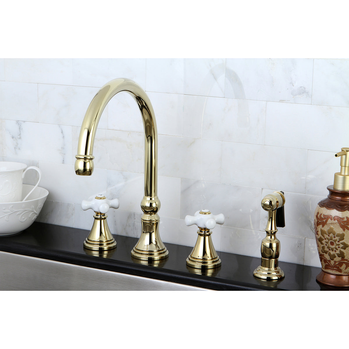 Kingston Brass KS2792PXBS Widespread Kitchen Faucet