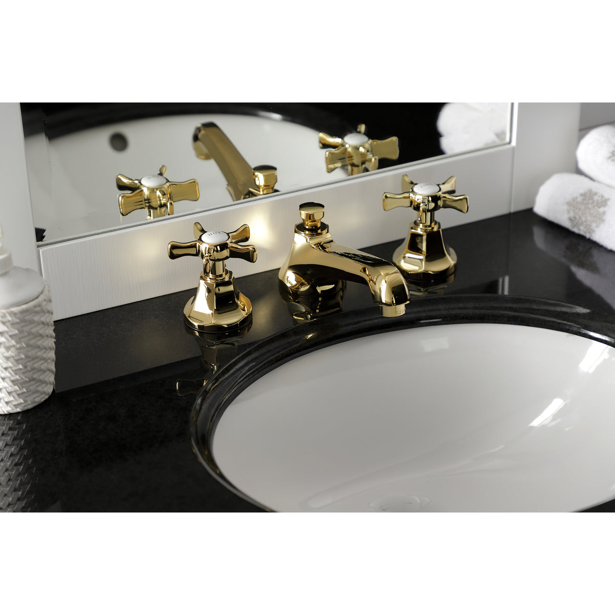 Kingston Brass KS4468NX Hamilton Widespread Bathroom Faucet with Brass Pop-Up